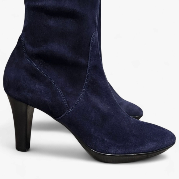 AQUATALIA Navy Blue Stretch Suede Tall Heeled Boots 10.5M - Picture 4 of 13